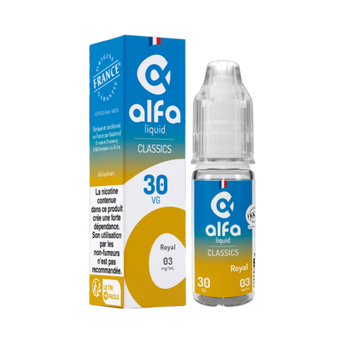 E Liquide ROYAL en flacon de 10 ml nicotiné de chez Alfaliquid | Cigusto | Cigarette electronique, Eliquide